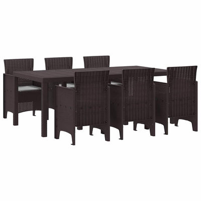 Outdoor Dining Set 7 pcs Brown 200 x 100 x 73 cm Plastic Rattan