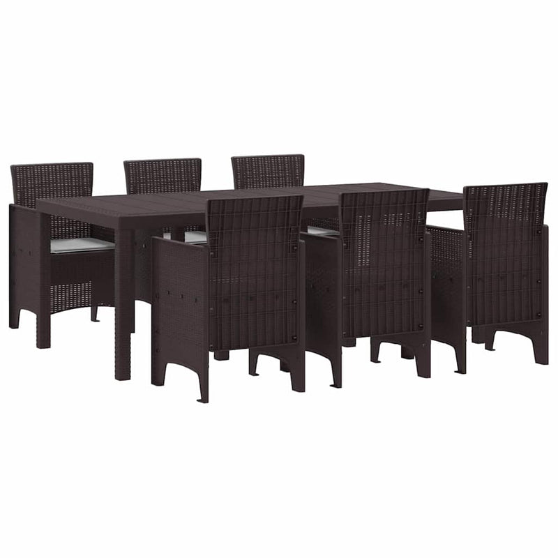 Outdoor Dining Set 7 pcs Brown 200 x 100 x 73 cm Plastic Rattan