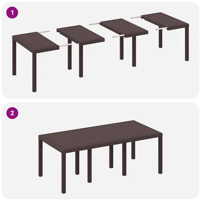 Outdoor Dining Set 7 pcs Brown 200 x 100 x 73 cm Plastic Rattan