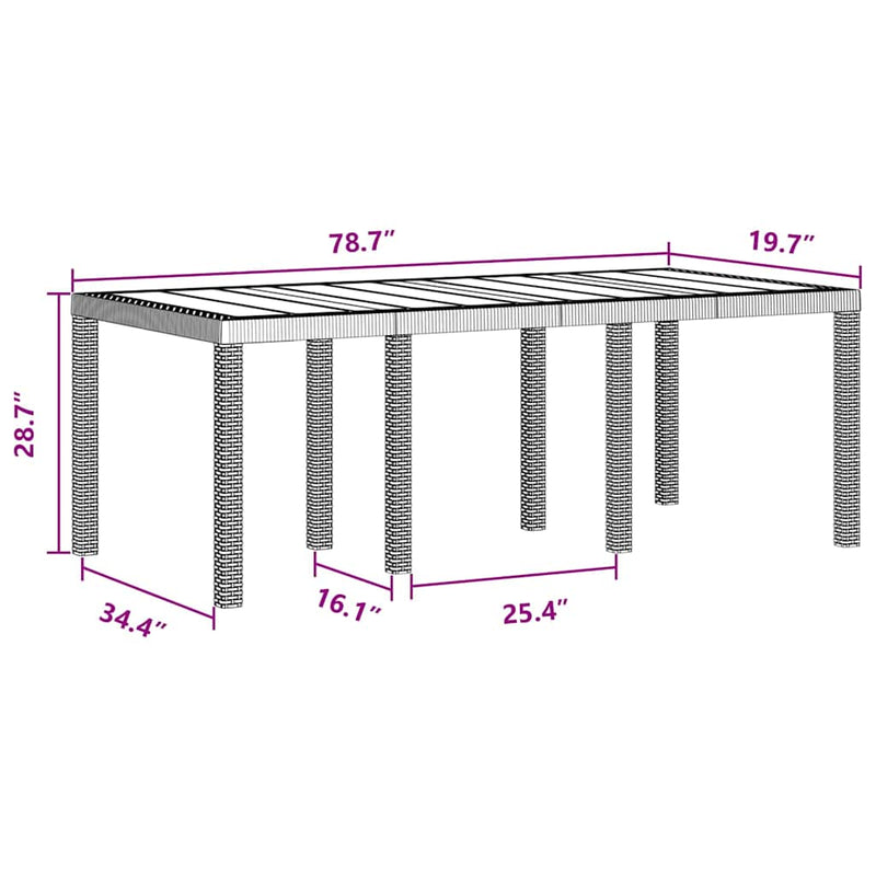 Outdoor Dining Set 7 pcs Brown 200 x 100 x 73 cm Plastic Rattan