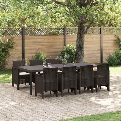 Outdoor Dining Set 9 pcs Brown 250 x 100 x 73 cm Poly Rattan