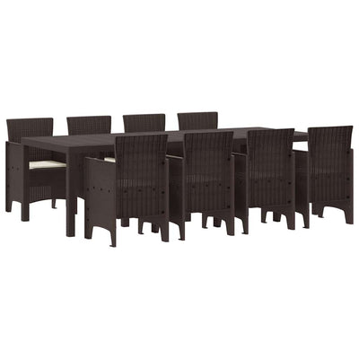 Outdoor Dining Set 9 pcs Brown 250 x 100 x 73 cm Poly Rattan