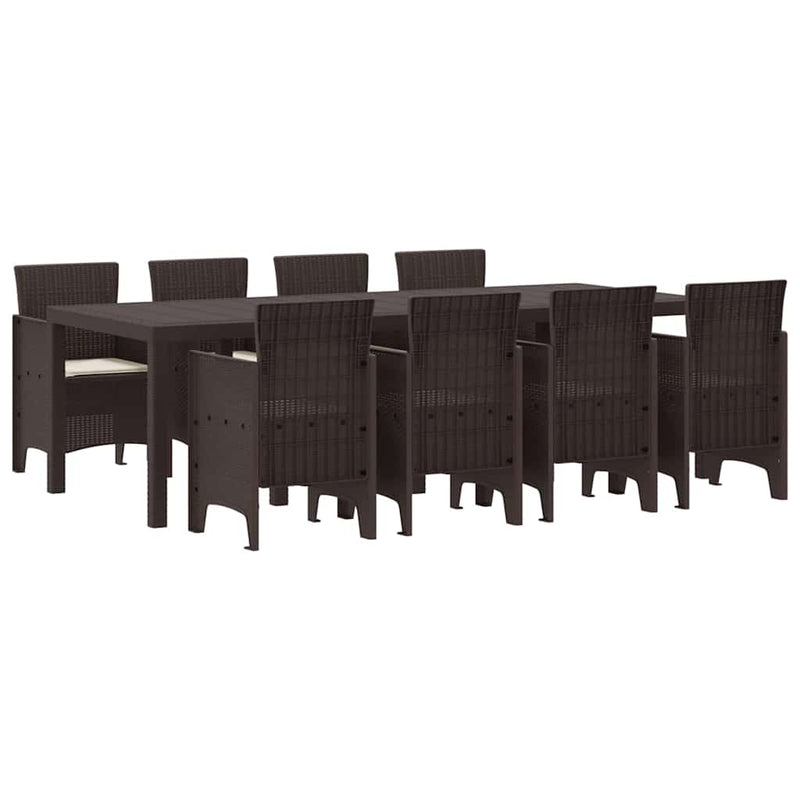 Outdoor Dining Set 9 pcs Brown 250 x 100 x 73 cm Poly Rattan
