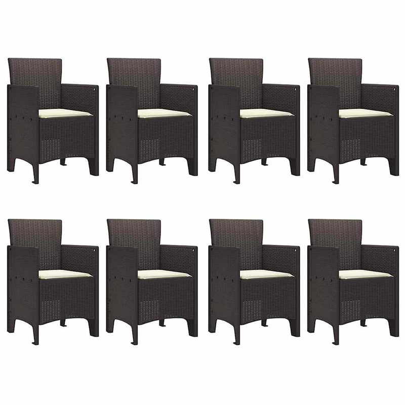 Outdoor Dining Set 9 pcs Brown 250 x 100 x 73 cm Poly Rattan