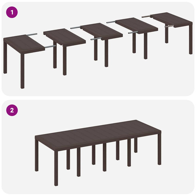 Outdoor Dining Set 9 pcs Brown 250 x 100 x 73 cm Poly Rattan