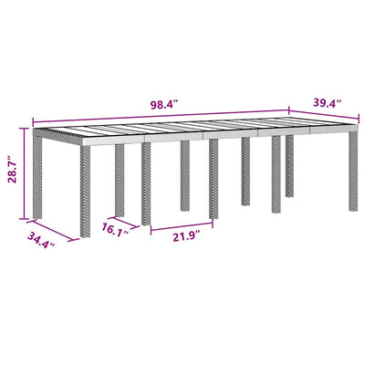 Outdoor Dining Set 9 pcs Brown 250 x 100 x 73 cm Poly Rattan