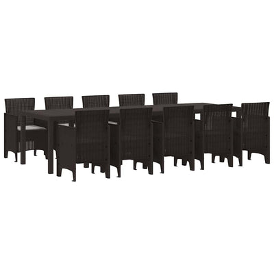 Garden Dining Set 11 pcs Brown and Light grey Poly rattan