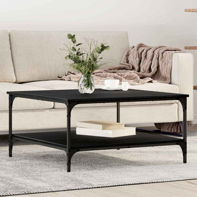 Coffee Table Black oak 80 x 80 x 40 cm Engineered wood