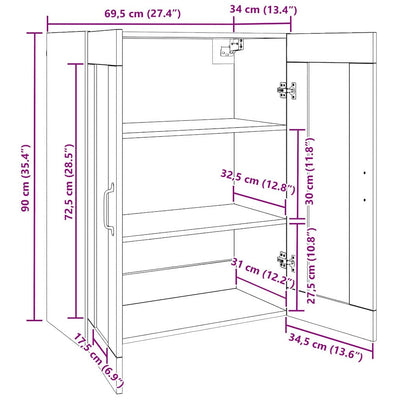 Wall Mounted Cabinets 2 pcs Black oak 69.5 x 34 x 90 cm