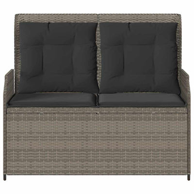 Garden Bench with Cushion Grey Poly rattan