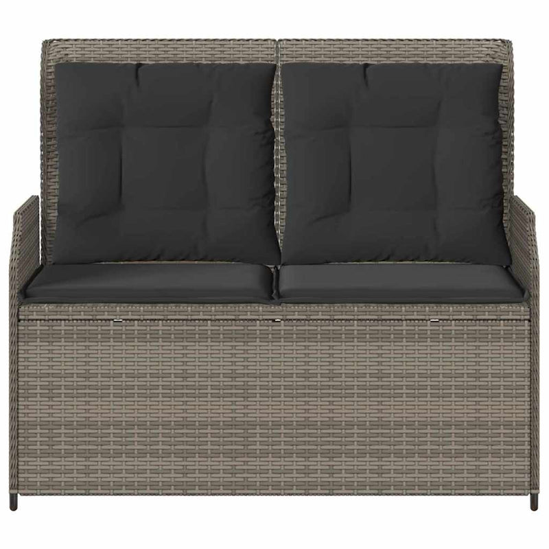 Garden Bench with Cushion Grey Poly rattan