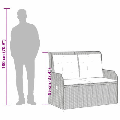 Garden Bench with Cushion Grey Poly rattan
