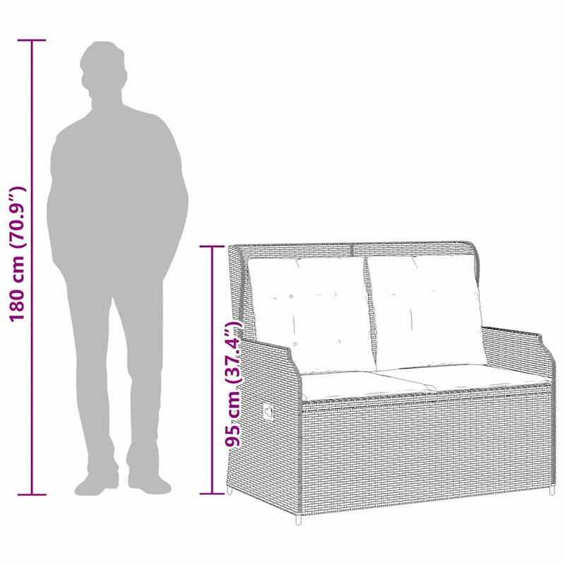 Garden Bench with Cushion Grey Poly rattan