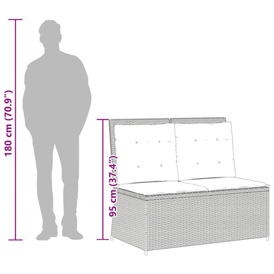 Garden Bench with Cushion Grey Poly rattan