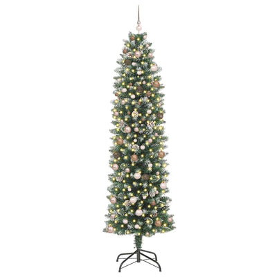 Artificial Slim Christmas Tree Green and White 240 cm