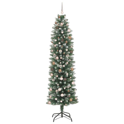 Artificial Slim Christmas Tree Green and White 240 cm