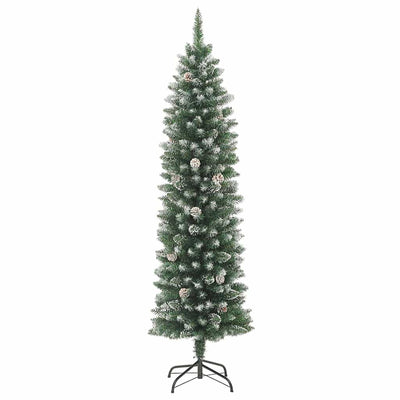 Artificial Slim Christmas Tree Green and White 240 cm