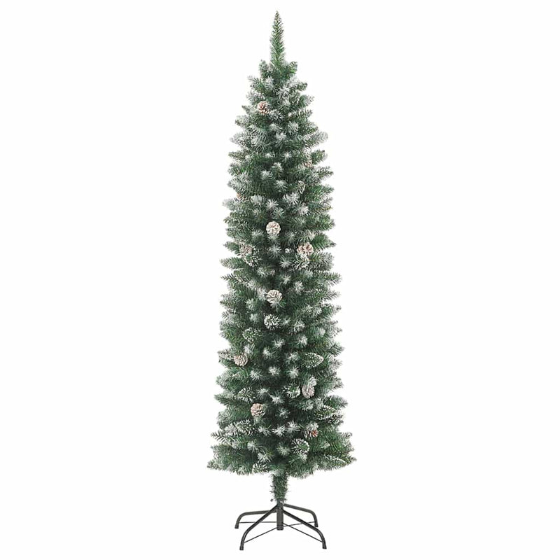 Artificial Slim Christmas Tree Green and White 240 cm