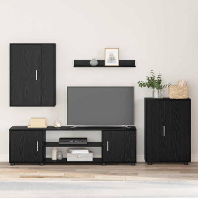 4 Piece TV Cabinet Set 4 pcs Black oak Engineered wood