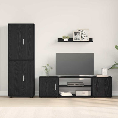 4 Piece TV Cabinet Set 4 pcs Black oak Engineered wood