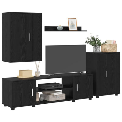 4 Piece TV Cabinet Set 4 pcs Black oak Engineered wood