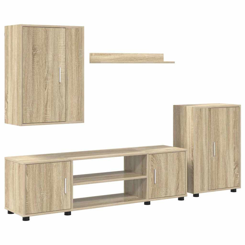 4 Piece TV Cabinet Set 4 pcs Sonoma oak Engineered wood