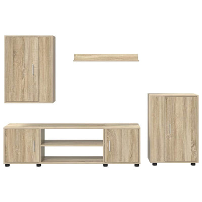 4 Piece TV Cabinet Set 4 pcs Sonoma oak Engineered wood