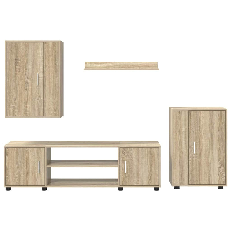 4 Piece TV Cabinet Set 4 pcs Sonoma oak Engineered wood