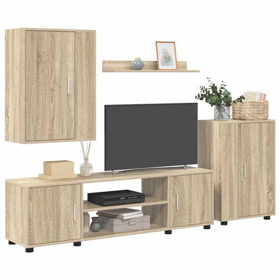 4 Piece TV Cabinet Set 4 pcs Sonoma oak Engineered wood
