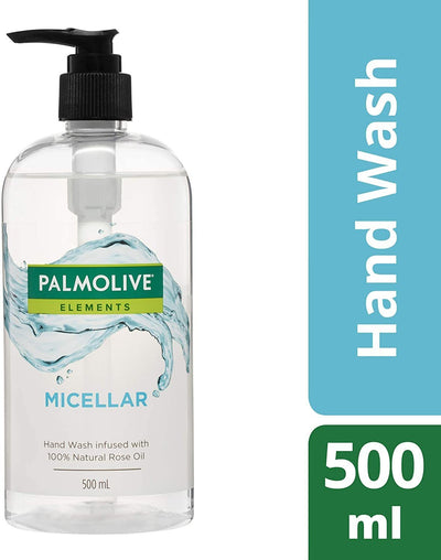 Palmolive 500ml Elements Liquid Hand Wash Soap Micellar + 100% Natural Rose Oil Pump Recyclable