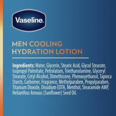 Vaseline 400ml Moisturiser Mens Cooling and Hydrating 3 in 1 Lotion