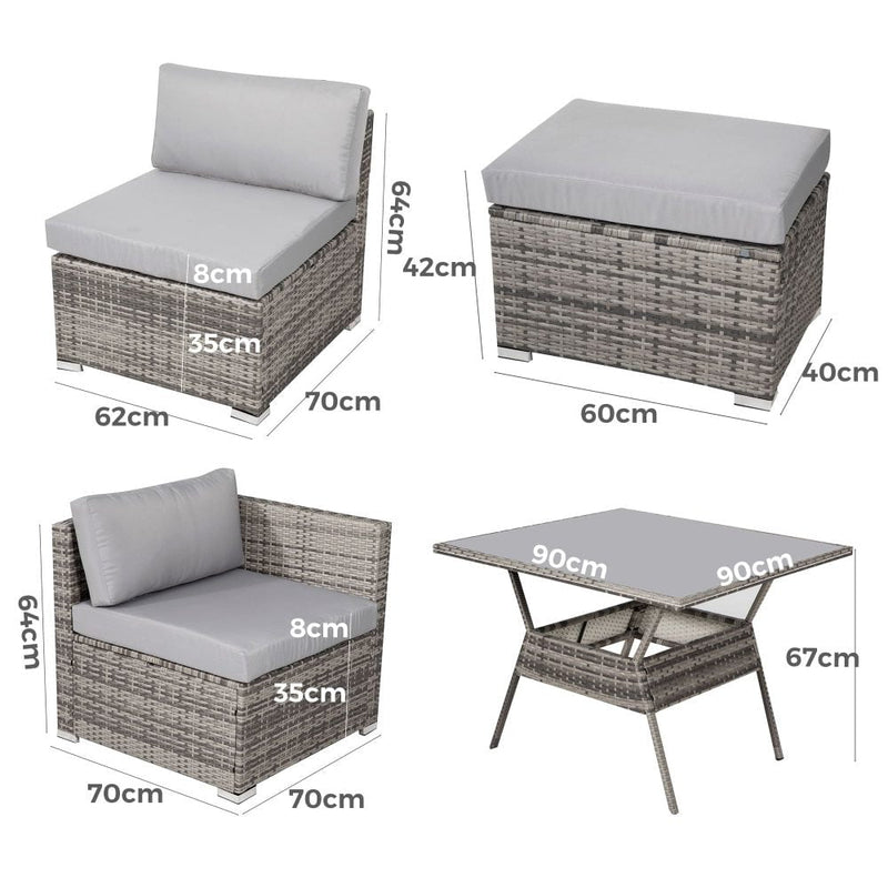 8PC Outdoor Dining Set Wicker Table &amp; Chairs-Grey Payday Deals