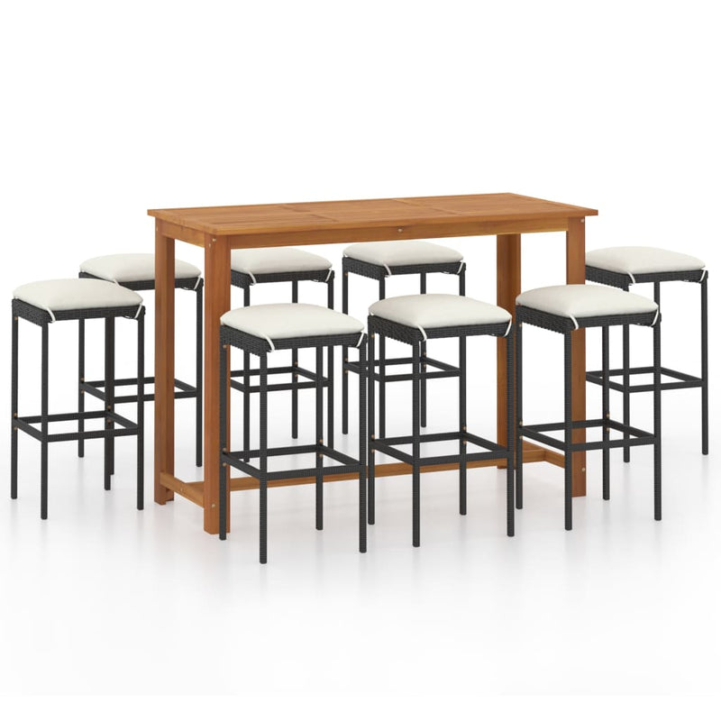 9 Piece Garden Bar Set with Cushions Black Payday Deals