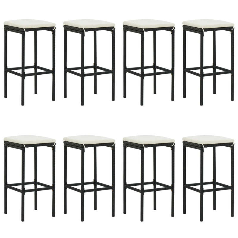 9 Piece Garden Bar Set with Cushions Black Poly Rattan Payday Deals