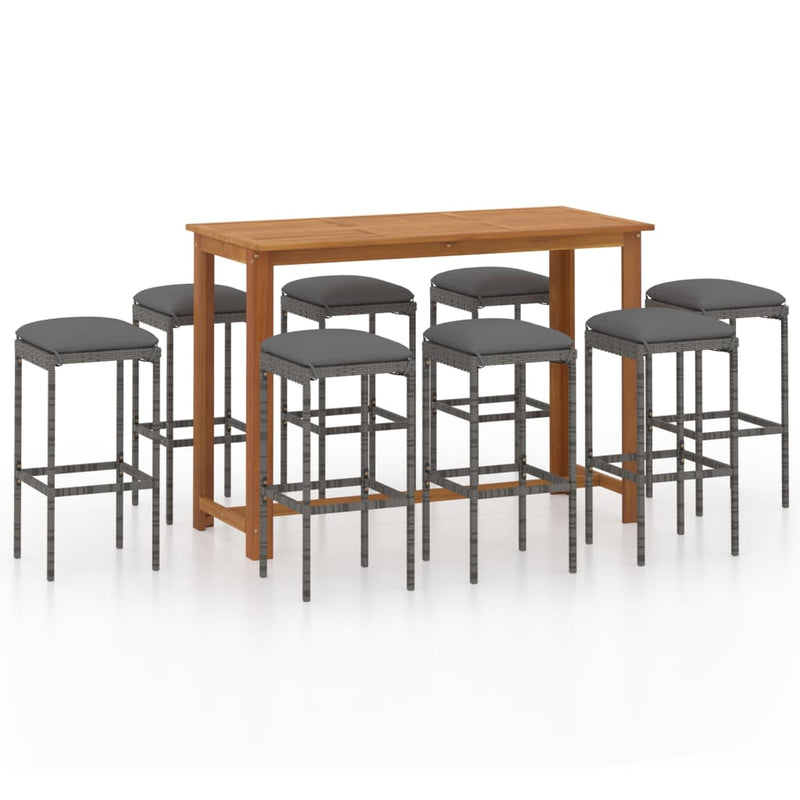 9 Piece Garden Bar Set with Cushions Grey Payday Deals
