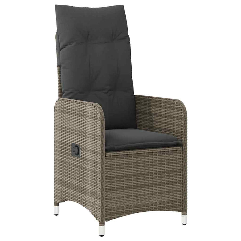 9 Piece Garden Bistro Set with Cushions Grey Poly Rattan Payday Deals