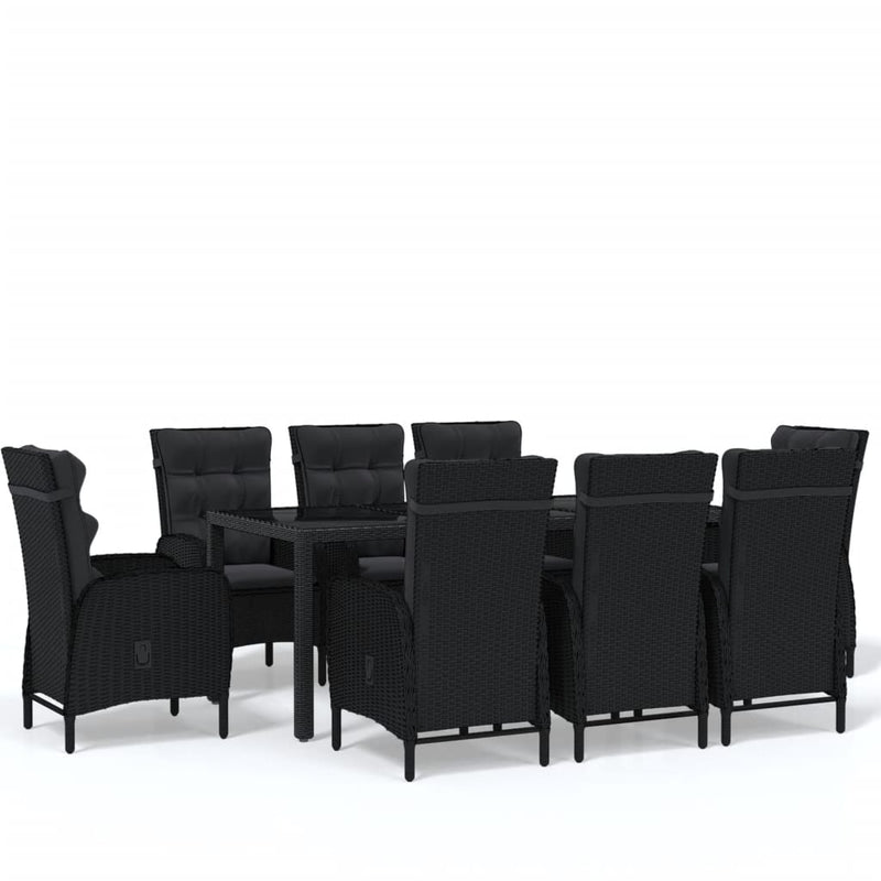 9 Piece Garden Dining Set Poly Rattan Black Payday Deals