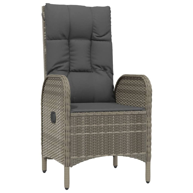 9 Piece Garden Dining Set with Cushions Black and Grey Poly Rattan Payday Deals