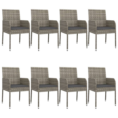 9 Piece Garden Dining Set with Cushions Black and Grey Poly Rattan Payday Deals