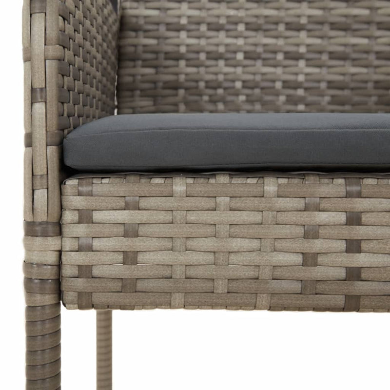 9 Piece Garden Dining Set with Cushions Black and Grey Poly Rattan Payday Deals