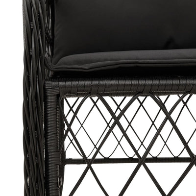 9 Piece Garden Dining Set with Cushions Black Poly Rattan Payday Deals