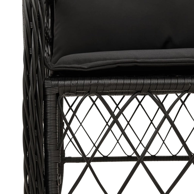 9 Piece Garden Dining Set with Cushions Black Poly Rattan Payday Deals