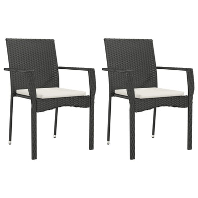 9 Piece Garden Dining Set with Cushions Black Poly Rattan Payday Deals