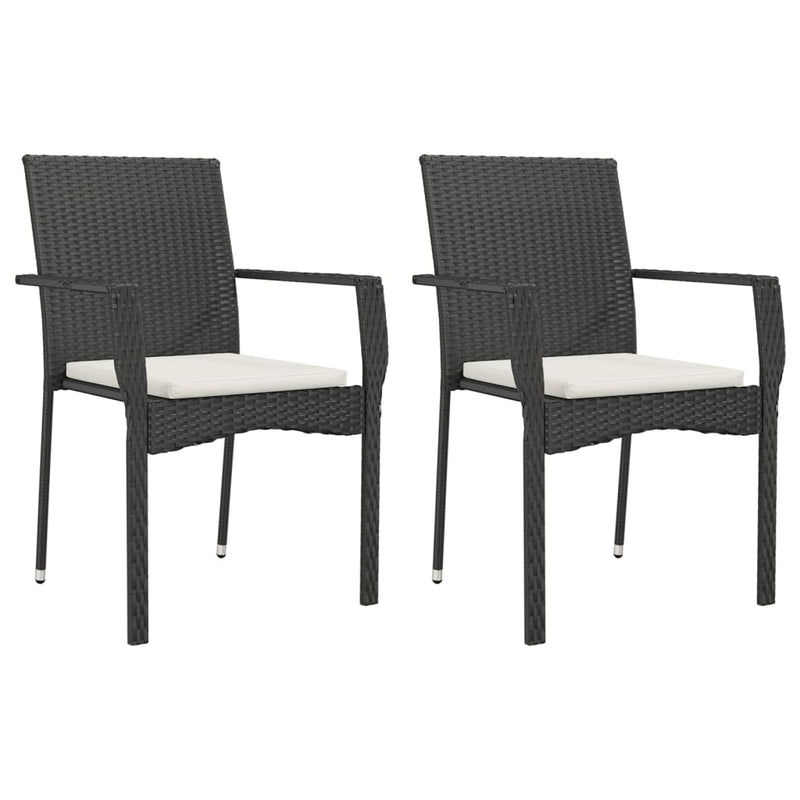 9 Piece Garden Dining Set with Cushions Black Poly Rattan Payday Deals