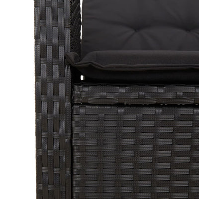 9 Piece Garden Dining Set with Cushions Black Poly Rattan Payday Deals