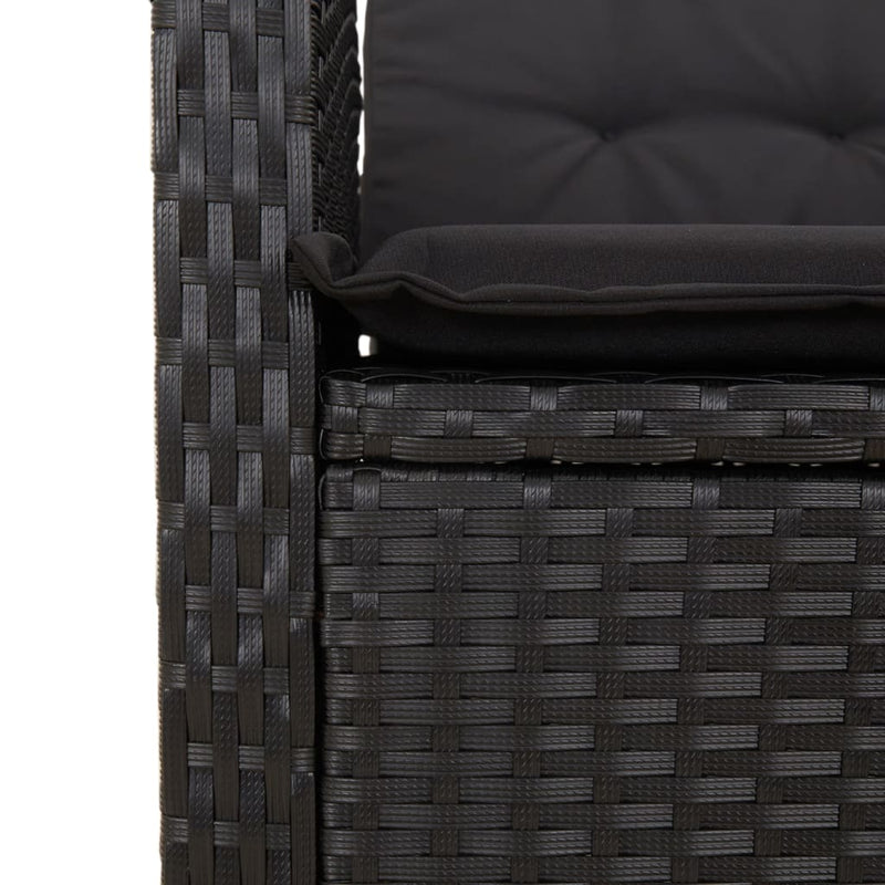 9 Piece Garden Dining Set with Cushions Black Poly Rattan Payday Deals