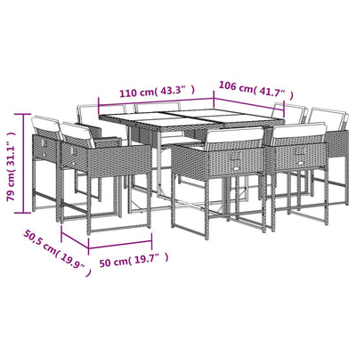 9 Piece Garden Dining Set with Cushions Black Poly Rattan Payday Deals