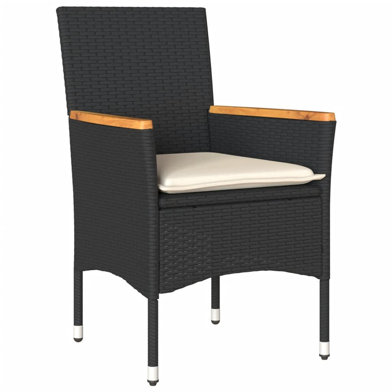 9 Piece Garden Dining Set with Cushions Black Poly Rattan and Glass Payday Deals