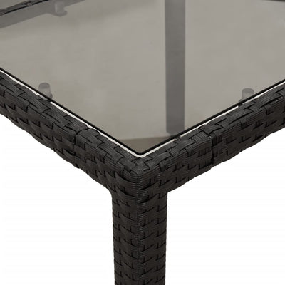9 Piece Garden Dining Set with Cushions Black Poly Rattan and Glass Payday Deals