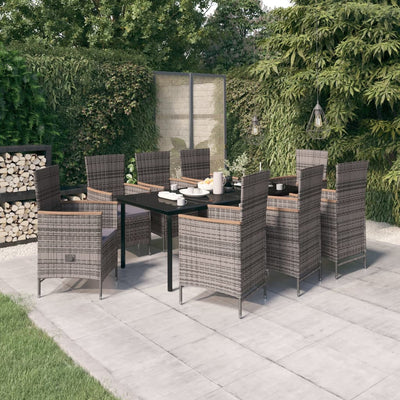 9 Piece Garden Dining Set with Cushions Grey Payday Deals